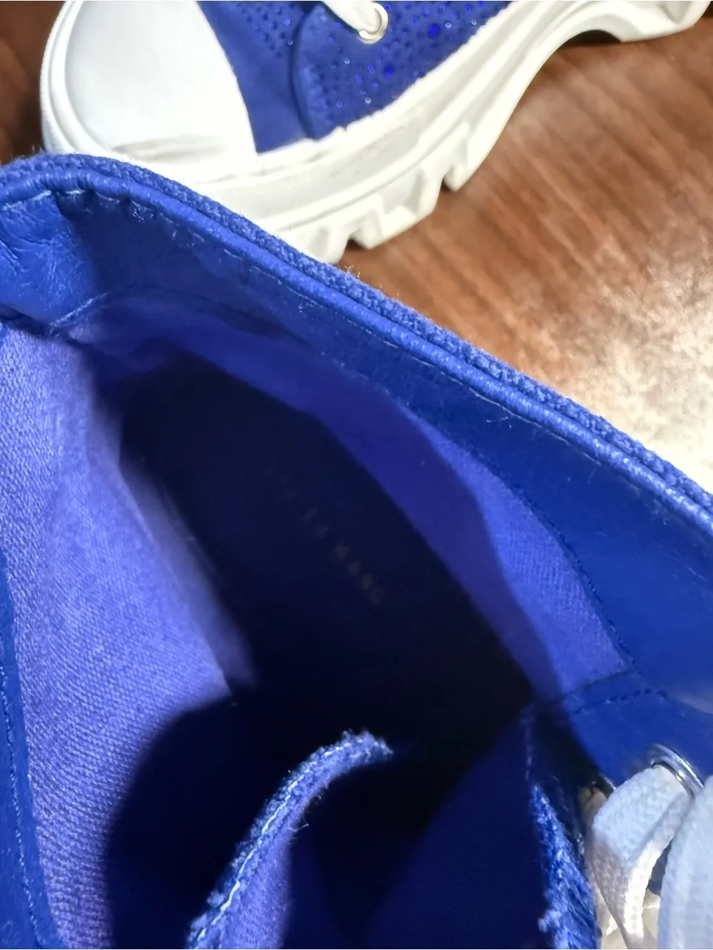 Blue Platform High-Top Sneakers with White Lug Sole
